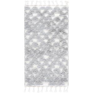 SAFAVIEH Area Rug 8×10 – Moroccan Tassel Shag Collection – Large – Ivory & Brown, Non-Shedding & Easy to Clean, Plush High-Low Texture, Ideal for Living Room, Bedroom, Dining Space (MTS688A)(Grey/Ivory)
