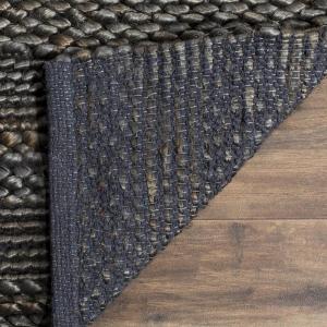 SAFAVIEH Area Rug 8×10 – Natural Fiber Collection – Large – Bleach, Handmade Jute, Braided Woven Design, Ideal for Living Room, Bedroom (NF212D)(Charcoal)