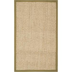 SAFAVIEH Area Rug 8×10 – Natural Fiber Collection – Large – Natural & Beige, Seagrass, Basketweave Pattern (NF114A)(Natural/Olive)