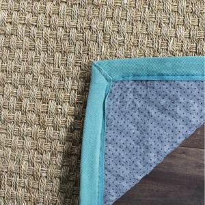 SAFAVIEH Area Rug 8×10 – Natural Fiber Collection – Large – Natural & Beige, Seagrass, Basketweave Pattern (NF114A)(Natural/Teal)