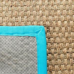 SAFAVIEH Area Rug 8×10 – Natural Fiber Collection – Large – Natural & Beige, Seagrass, Basketweave Pattern (NF114A)(Natural/Turquoise)