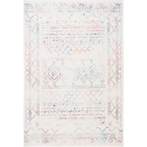 SAFAVIEH Area Rug 8×10 – Tulum Collection – Large – Ivory & Black, Moroccan Boho Distressed Design, Non-Shedding & Easy to Clean, Ideal for Living Room, Bedroom, Dining Space (TUL268D)(Ivory/Turquoise)