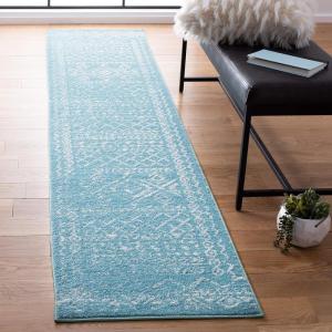 SAFAVIEH Area Rug 8×10 – Tulum Collection – Large – Ivory & Black, Moroccan Boho Distressed Design, Non-Shedding & Easy to Clean, Ideal for Living Room, Bedroom, Dining Space (TUL268D)(Turquoise/Ivory)