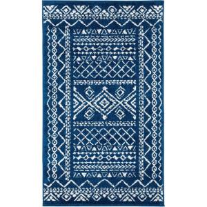 SAFAVIEH Area Rug 8×10 – Tulum Collection – Large – Ivory & Black, Moroccan Boho Distressed Design, Non-Shedding & Easy to Clean, Ideal for Living Room, Bedroom, Dining Space (TUL268D)(Navy/Ivory)