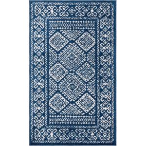 SAFAVIEH Area Rug 8×10 – Tulum Collection – Large – Ivory & Grey, Moroccan Boho Distressed Design, Non-Shedding & Easy to Clean, Ideal for Living Room, Bedroom, Dining Space (TUL264A)(Navy/Ivory)