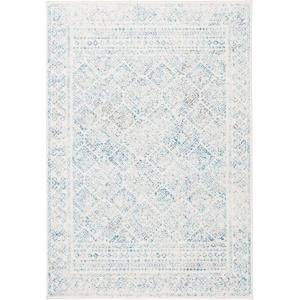 SAFAVIEH Area Rug 8×10 – Tulum Collection – Large – Ivory & Grey, Moroccan Boho Distressed Design, Non-Shedding & Easy to Clean, Ideal for Living Room, Bedroom, Dining Space (TUL264A)(Ivory/Turquoise)