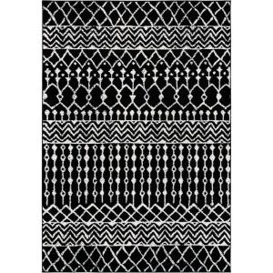 SAFAVIEH Area Rug 8×10 – Tulum Collection – Large – Navy & Ivory, Moroccan Boho Distressed Design, Non-Shedding & Easy to Clean, Ideal for Living Room, Bedroom, Dining Space (TUL270N)(Black/Ivory)