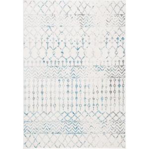 SAFAVIEH Area Rug 8×10 – Tulum Collection – Large – Navy & Ivory, Moroccan Boho Distressed Design, Non-Shedding & Easy to Clean, Ideal for Living Room, Bedroom, Dining Space (TUL270N)(Ivory/Turquoise)