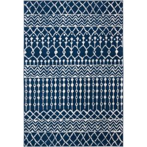 SAFAVIEH Area Rug 8×10 – Tulum Collection – Large – Navy & Ivory, Moroccan Boho Distressed Design, Non-Shedding & Easy to Clean, Ideal for Living Room, Bedroom, Dining Space (TUL270N)(Navy/Ivory)