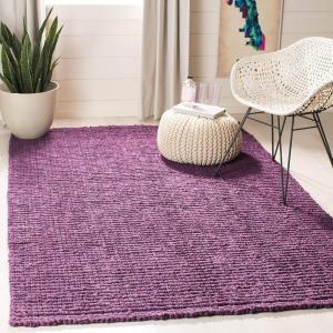 SAFAVIEH Area Rug 9×12 – Natural Fiber Collection – Large – Natural Brown, Handmade Jute, Farmhouse Style, Chunky Textured Thick Pile (NF447A)(Purple)