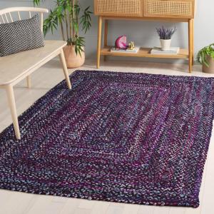 SAFAVIEH Braided Collection Accent Rug – 3′ x 5′, Red & Multi, Handmade Woven Cotton, Boho Reversible Style, Ideal for Living Room, Bedroom (BRD210A)(Purple/Blue)