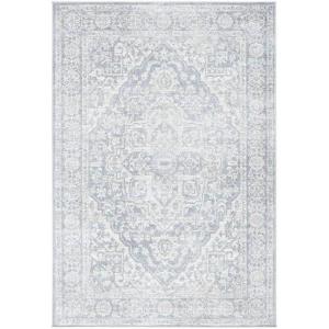 SAFAVIEH Brentwood Collection Area Rug – 8′ x 10′, Navy & Light Grey, Medallion Distressed Design, Non-Shedding & Easy Care, Ideal for High Traffic Areas in Living Room, Bedroom (BNT832M)(Light Grey/Ivory)