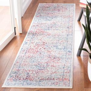 SAFAVIEH Brentwood Collection Area Rug – 8′ x 10′, Navy & Light Grey, Medallion Distressed Design, Non-Shedding & Easy Care, Ideal for High Traffic Areas in Living Room, Bedroom (BNT832M)(Ivory/Blue)
