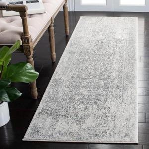SAFAVIEH Evoke Collection Area Rug – 5’1″ x 7’6″, Blue & Ivory, Distressed Design, Non-Shedding & Easy to Clean, Ideal for Living Room, Bedroom, Dining Space (EVK256C)(Ivory/Grey)