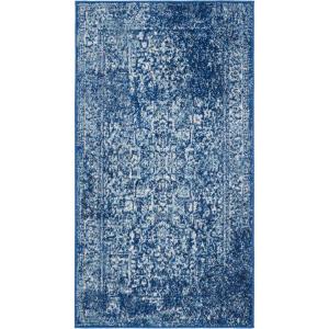 SAFAVIEH Evoke Collection Area Rug – 5’1″ x 7’6″, Blue & Ivory, Distressed Design, Non-Shedding & Easy to Clean, Ideal for Living Room, Bedroom, Dining Space (EVK256C)(Navy/Ivory)