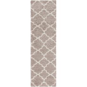 SAFAVIEH Hudson Shag Collection Area Rug – 5’3″ x 7’6″, Grey & Ivory, Moroccan Trellis Design, Non-Shedding & Easy Care, 2-inch Thick Ideal for High Traffic Areas in Living Room, Bedroom (SGH282B)(Beige/Ivory)