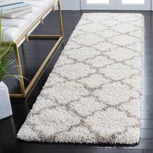 SAFAVIEH Hudson Shag Collection Area Rug – 5’3″ x 7’6″, Grey & Ivory, Moroccan Trellis Design, Non-Shedding & Easy Care, 2-inch Thick Ideal for High Traffic Areas in Living Room, Bedroom (SGH282B)(Ivory/Beige)