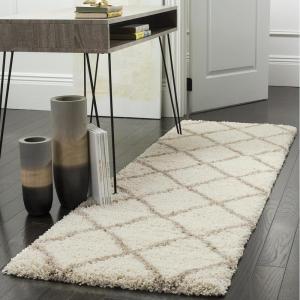SAFAVIEH Hudson Shag Collection Area Rug – 5’3″ x 7’6″, Ivory & Grey, Modern Trellis Design, Non-Shedding & Easy Care, 2-inch Thick Ideal for High Traffic Areas in Living Room, Bedroom (SGH281A)(Ivory/Beige)