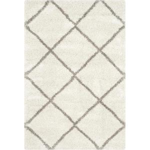 SAFAVIEH Hudson Shag Collection Area Rug – 5’3″ x 7’6″, Ivory & Grey, Modern Trellis Design, Non-Shedding & Easy Care, 2-inch Thick Ideal for High Traffic Areas in Living Room, Bedroom (SGH281A)(Ivory/Grey)