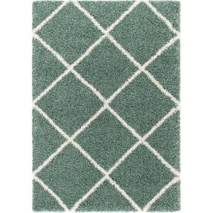 SAFAVIEH Hudson Shag Collection Area Rug – 5’3″ x 7’6″, Ivory & Grey, Modern Trellis Design, Non-Shedding & Easy Care, 2-inch Thick Ideal for High Traffic Areas in Living Room, Bedroom (SGH281A)(Green/Ivory)