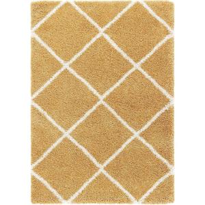 SAFAVIEH Hudson Shag Collection Area Rug – 5’3″ x 7’6″, Ivory & Grey, Modern Trellis Design, Non-Shedding & Easy Care, 2-inch Thick Ideal for High Traffic Areas in Living Room, Bedroom (SGH281A)(Gold/Ivory)