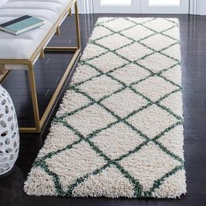 SAFAVIEH Hudson Shag Collection Area Rug – 5’3″ x 7’6″, Ivory & Grey, Modern Trellis Design, Non-Shedding & Easy Care, 2-inch Thick Ideal for High Traffic Areas in Living Room, Bedroom (SGH281A)(Ivory/Green)