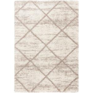 SAFAVIEH Hudson Shag Collection Area Rug – 5’3″ x 7’6″, Ivory & Grey, Modern Trellis Design, Non-Shedding & Easy Care, 2-inch Thick Ideal for High Traffic Areas in Living Room, Bedroom (SGH281A)(Multi Ivory/Beige)