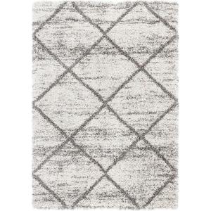 SAFAVIEH Hudson Shag Collection Area Rug – 5’3″ x 7’6″, Ivory & Grey, Modern Trellis Design, Non-Shedding & Easy Care, 2-inch Thick Ideal for High Traffic Areas in Living Room, Bedroom (SGH281A)(Grey/Beige)