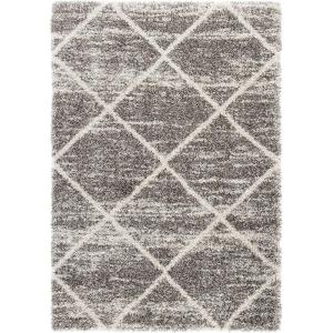 SAFAVIEH Hudson Shag Collection Area Rug – 5’3″ x 7’6″, Ivory & Grey, Modern Trellis Design, Non-Shedding & Easy Care, 2-inch Thick Ideal for High Traffic Areas in Living Room, Bedroom (SGH281A)(Distressed Grey/Ivory)