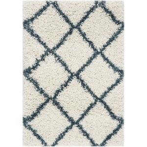 SAFAVIEH Hudson Shag Collection Area Rug – 5’3″ x 7’6″, Ivory & Grey, Modern Trellis Design, Non-Shedding & Easy Care, 2-inch Thick Ideal for High Traffic Areas in Living Room, Bedroom (SGH281A)(Ivory/Steel Blue)