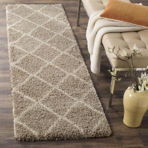 SAFAVIEH Hudson Shag Collection Area Rug – 5’3″ x 7’6″, Ivory & Grey, Modern Trellis Design, Non-Shedding & Easy Care, 2-inch Thick Ideal for High Traffic Areas in Living Room, Bedroom (SGH281A)(Beige/Ivory)
