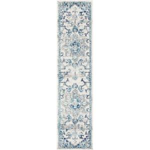 SAFAVIEH Madison Collection Area Rug – 6’7″ Square, Cream & Blue, Boho Chic Distressed Medallion Design, Non-Shedding & Easy to Clean, Ideal for Living Room, Bedroom, Dining Space (MAD473B)(Ivory/Grey)