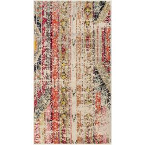 SAFAVIEH Monaco Collection Area Rug – 5’1″ x 7’7″, Multi, Boho Chic Tribal Distressed Design, Non-Shedding & Easy Care, Ideal for High Traffic Areas in Living Room, Bedroom (MNC222F)(Light Grey/Multi)
