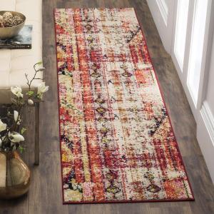SAFAVIEH Monaco Collection Area Rug – 5’1″ x 7’7″, Multi, Boho Chic Tribal Distressed Design, Non-Shedding & Easy Care, Ideal for High Traffic Areas in Living Room, Bedroom (MNC222F)(Magenta/Multi)