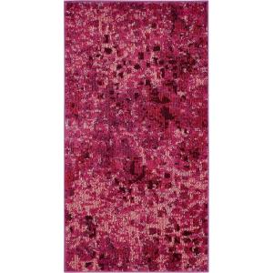 SAFAVIEH Monaco Collection Area Rug – 8′ x 10′, Pink & Multi, Boho Chic Abstract Watercolor Design, Non-Shedding & Easy Care, Ideal for High Traffic Areas in Living Room, Bedroom (MNC225D)(Fuchsia)
