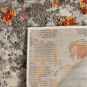 SAFAVIEH Monaco Collection Area Rug – 8′ x 10′, Pink & Multi, Boho Chic Abstract Watercolor Design, Non-Shedding & Easy Care, Ideal for High Traffic Areas in Living Room, Bedroom (MNC225D)(Grey/Orange)