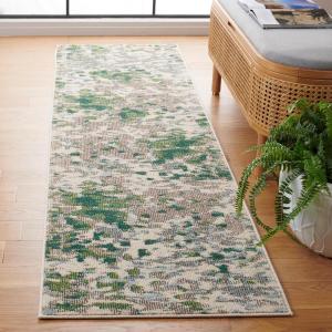 SAFAVIEH Monaco Collection Area Rug – 8′ x 10′, Pink & Multi, Boho Chic Abstract Watercolor Design, Non-Shedding & Easy Care, Ideal for High Traffic Areas in Living Room, Bedroom (MNC225D)(Green/Blue)