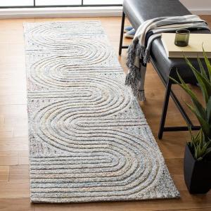 SAFAVIEH South Hampton Collection 8′ x 10′ Beige SHA301B Handmade Abstract Wool Area Rug(Pink/Blue)