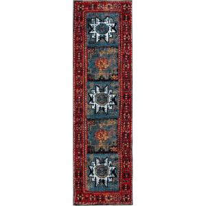 SAFAVIEH Vintage Hamadan Collection Area Rug – 8′ x 10′, Red & Multi, Oriental Traditional Persian Design, Non-Shedding & Easy Care, Ideal for High Traffic Areas in Living Room, Bedroom (VTH213A)(Red/Light Blue)