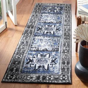 SAFAVIEH Vintage Hamadan Collection Area Rug – 8′ x 10′, Red & Multi, Oriental Traditional Persian Design, Non-Shedding & Easy Care, Ideal for High Traffic Areas in Living Room, Bedroom (VTH213A)(Grey/Blue)