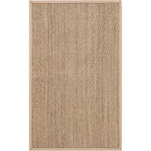 Safavieh Area Rug 6′ Round – Natural Fiber Collection – Natural & Black, Seagrass, Herringbone Pattern with Border (NF115C)(Natural/Beige)