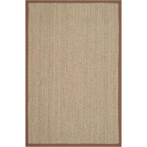 Safavieh Area Rug 6′ Round – Natural Fiber Collection – Natural & Black, Seagrass, Herringbone Pattern with Border (NF115C)(Natural/Brown)