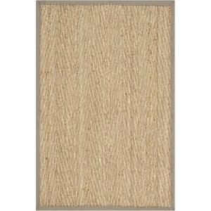 Safavieh Area Rug 6′ Round – Natural Fiber Collection – Natural & Black, Seagrass, Herringbone Pattern with Border (NF115C)(Natural/Grey)