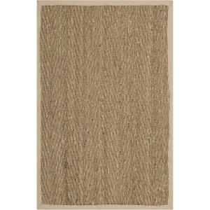 Safavieh Area Rug 6′ Round – Natural Fiber Collection – Natural & Black, Seagrass, Herringbone Pattern with Border (NF115C)(Natural/Ivory)