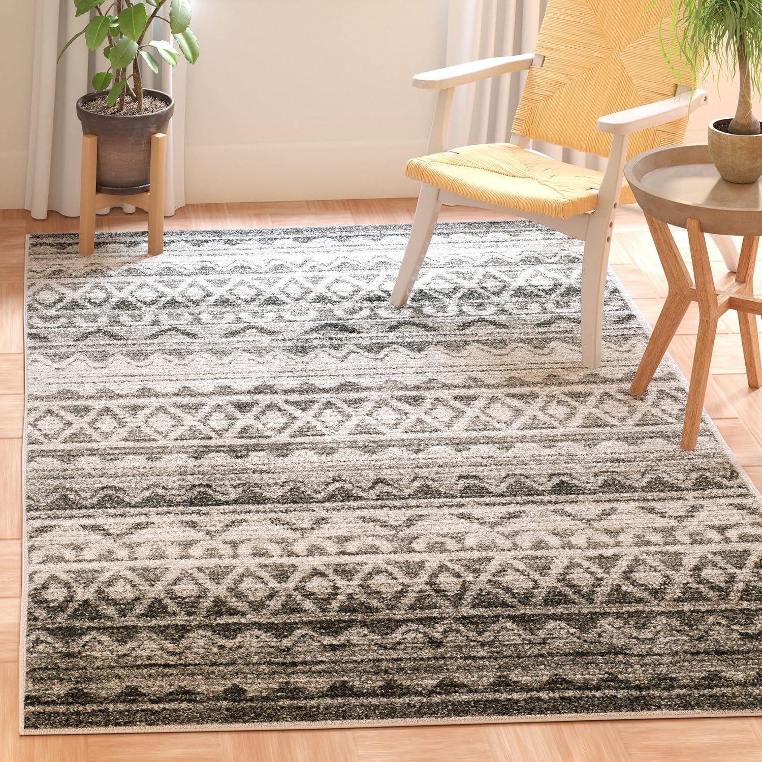 image:imageSAFAVIEH Adirondack Collection Area Rug 51 x 76 Ivory amp Charcoal Moroccan Boho Distressed Design NonShedding amp Easy Care Ideal for High Traffic Areas in Living Room Bedroom ADR119NIvoryCharcoal