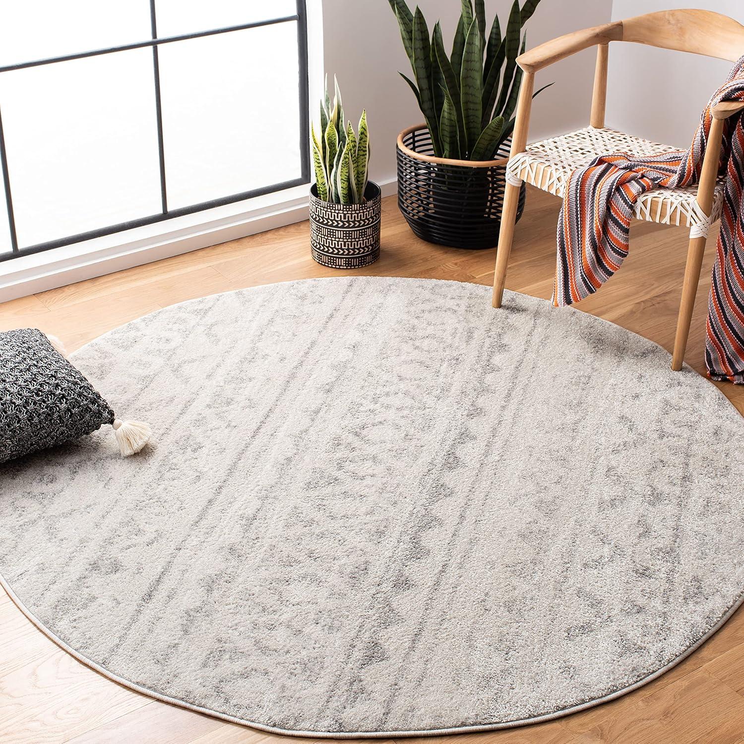 image:imageSAFAVIEH Adirondack Collection Area Rug 51 x 76 Ivory amp Charcoal Moroccan Boho Distressed Design NonShedding amp Easy Care Ideal for High Traffic Areas in Living Room Bedroom ADR119NIvorySilver
