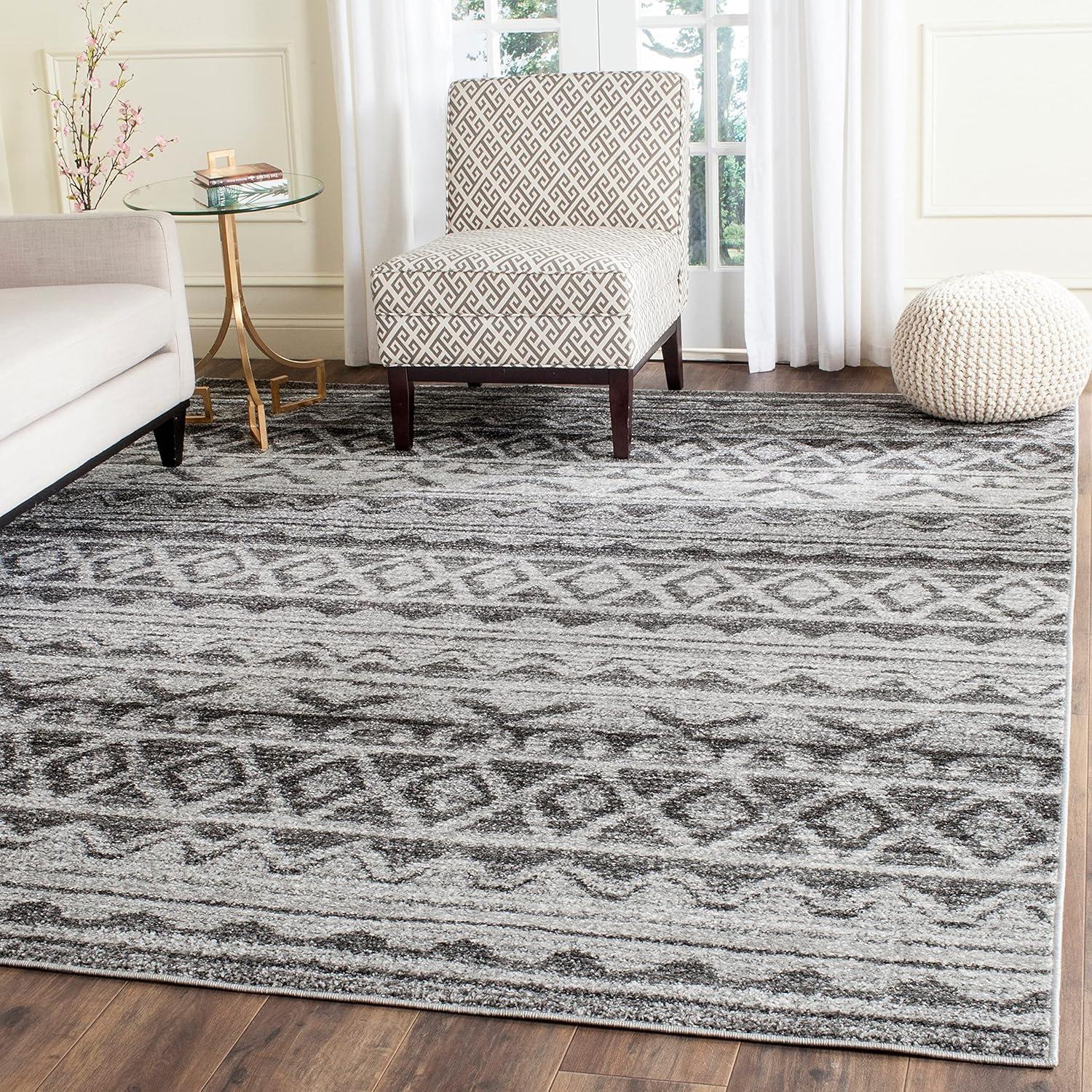 image:imageSAFAVIEH Adirondack Collection Area Rug 51 x 76 Ivory amp Charcoal Moroccan Boho Distressed Design NonShedding amp Easy Care Ideal for High Traffic Areas in Living Room Bedroom ADR119NIvoryCharcoal