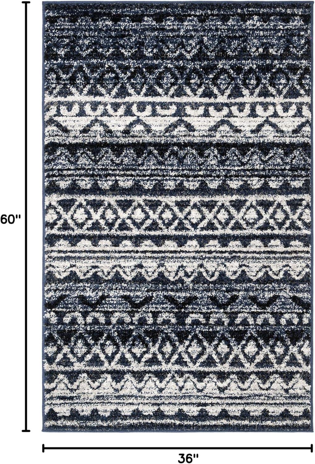 image:imageSAFAVIEH Adirondack Collection Area Rug 51 x 76 Ivory amp Charcoal Moroccan Boho Distressed Design NonShedding amp Easy Care Ideal for High Traffic Areas in Living Room Bedroom ADR119NIvoryNavy