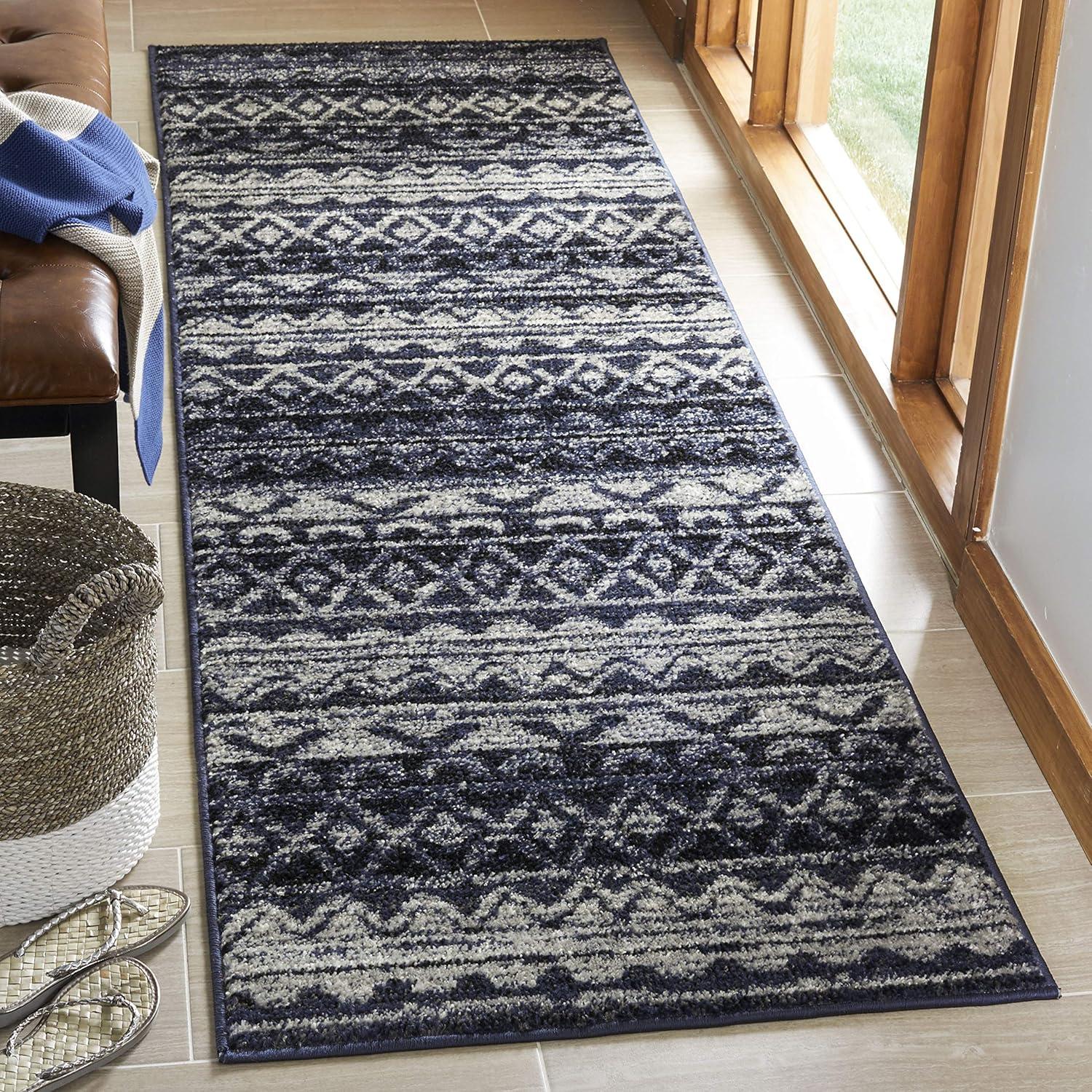image:imageSAFAVIEH Adirondack Collection Area Rug 51 x 76 Ivory amp Charcoal Moroccan Boho Distressed Design NonShedding amp Easy Care Ideal for High Traffic Areas in Living Room Bedroom ADR119NIvoryNavy