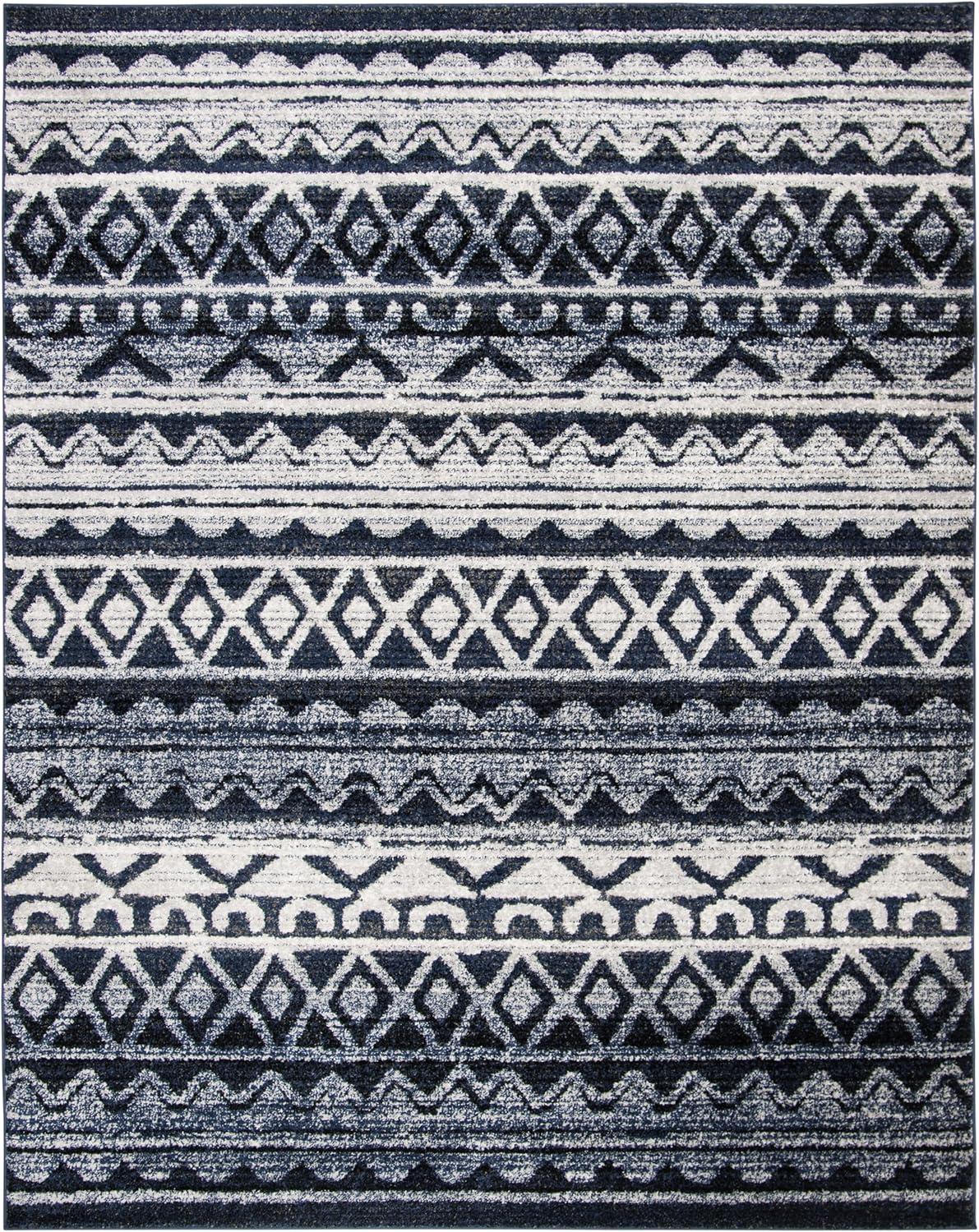 image:imageSAFAVIEH Adirondack Collection Area Rug 51 x 76 Ivory amp Charcoal Moroccan Boho Distressed Design NonShedding amp Easy Care Ideal for High Traffic Areas in Living Room Bedroom ADR119NIvoryNavy
